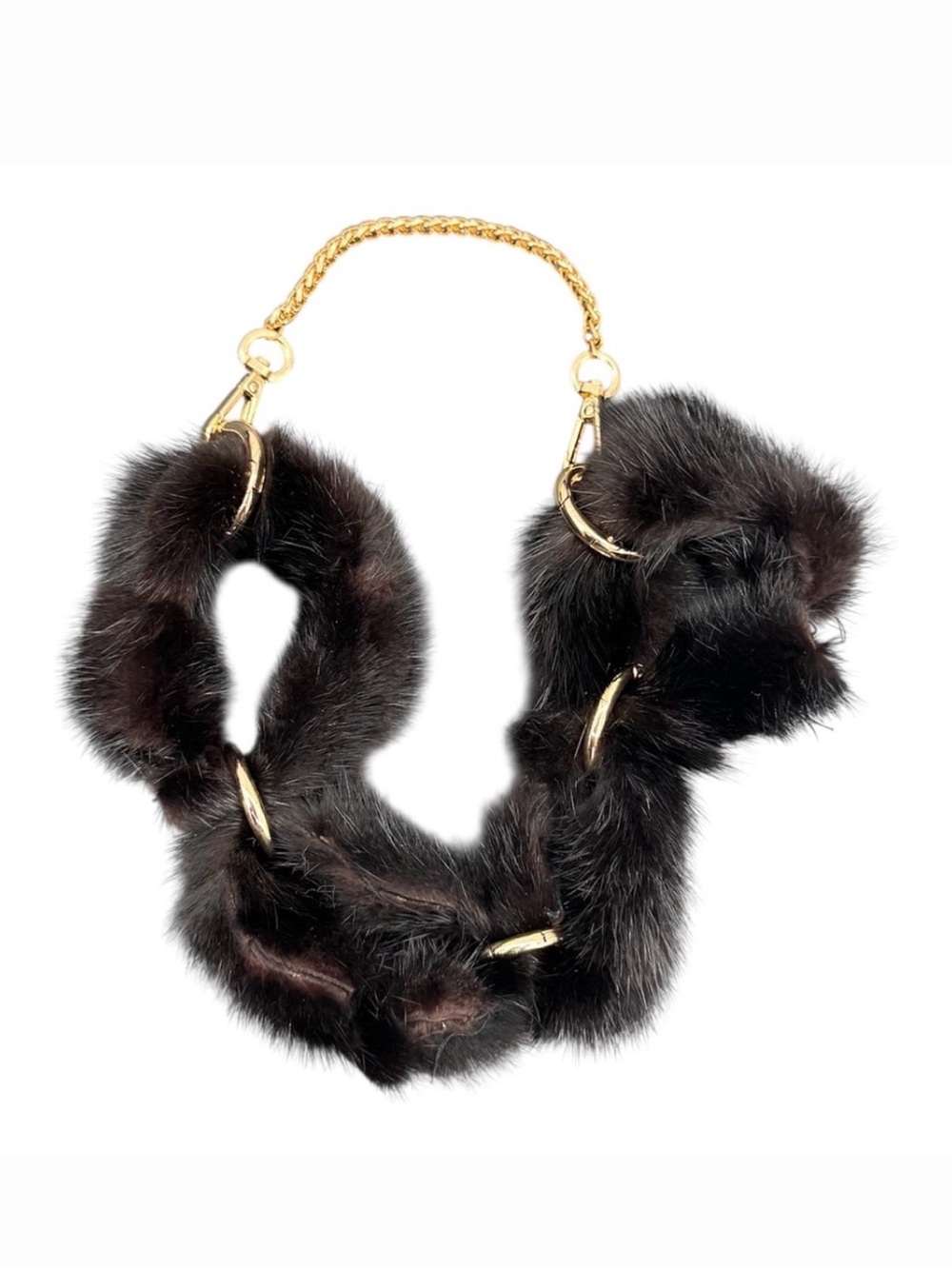 Louis Vuitton Link Ava Mink Fur Chain Necklace in Black